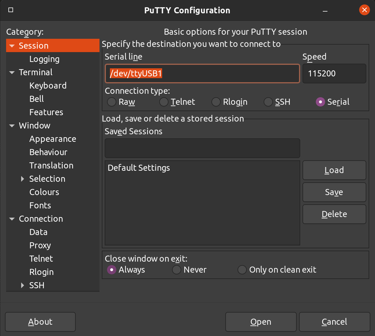 Putty config